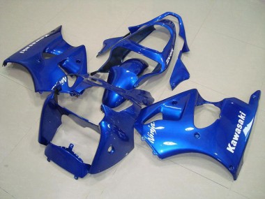 Kawasaki ZX6R 00-02 Motorrad Verkleidungen - Blau mit Weißen Aufklebern Kaufen