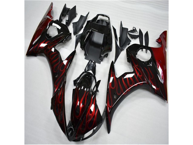 Yamaha R6 03-05 Motorrad Verkleidungen - Schwarz rote Flamme Kaufen Yamaha R6 03-05 Motorrad Verkleidungen - Schwarz rote Flamme Kaufen