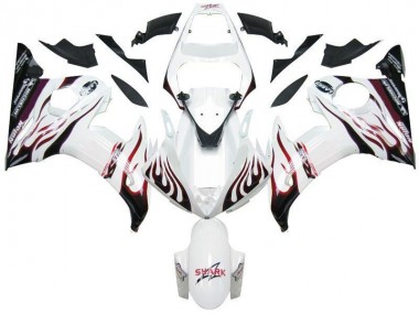 Yamaha R6 03-05 Motorrad Verkleidungen - Weiß Schwarz Rot Flamme Kaufen