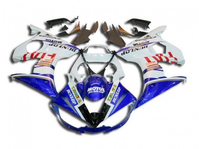 Yamaha R6 03-05 Motorrad Verkleidungen - Weiß Blau Fiat Motul Dunlop Kaufen Yamaha R6 03-05 Motorrad Verkleidungen - Weiß Blau Fiat Motul Dunlop Kaufen