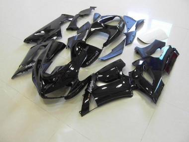 Kawasaki ZX6R 05-06 Motorrad Verkleidungen - Glänzend schwarz silberne Aufkleber Kaufen