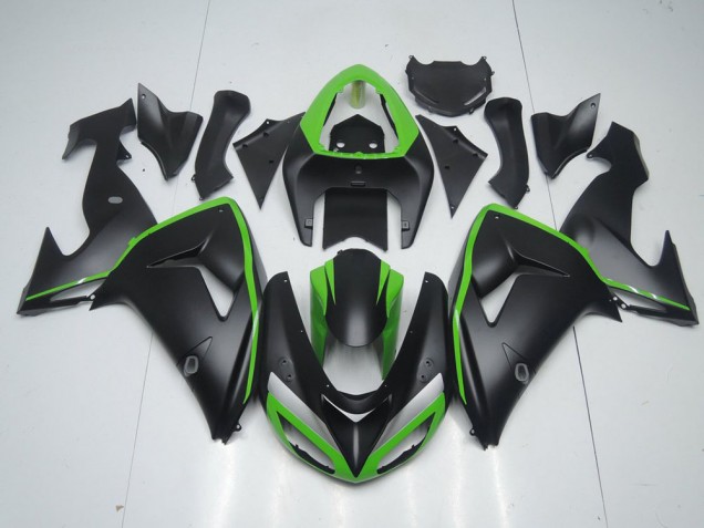 Kawasaki ZX10R 06-07 Motorrad Verkleidungen - Matt Schwarz mit Grünem Streifen Kaufen Kawasaki ZX10R 06-07 Motorrad Verkleidungen - Matt Schwarz mit Grünem Streifen Kaufen
