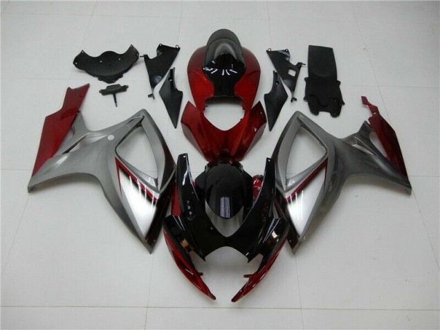 Suzuki GSXR 600 / 750 K6 06-07 Motorrad Verkleidungen - Rot Silber Kaufen Suzuki GSXR 600 / 750 K6 06-07 Motorrad Verkleidungen - Rot Silber Kaufen