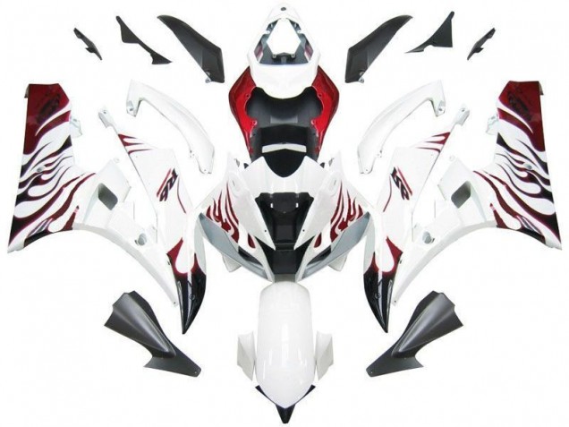 Yamaha R6 06-07 Motorrad Verkleidungen - Weiß Rot Flamme Kaufen Yamaha R6 06-07 Motorrad Verkleidungen - Weiß Rot Flamme Kaufen