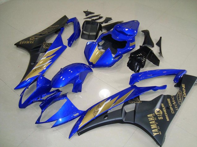 Yamaha R6 06-07 Motorrad Verkleidungen - Schwarz Blau mit Gold Aufkleber Kaufen Yamaha R6 06-07 Motorrad Verkleidungen - Schwarz Blau mit Gold Aufkleber Kaufen