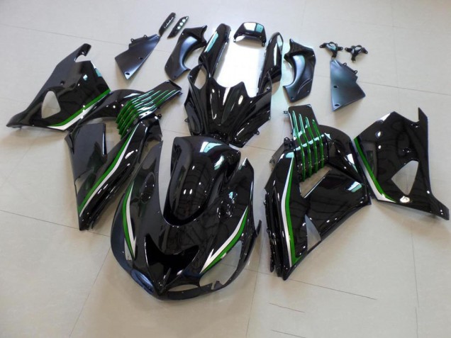 Kawasaki ZX14R ZZR 1400 06-11 Motorrad Verkleidungen - Glänzend Schwarz mit Grün Linie Kaufen Kawasaki ZX14R ZZR 1400 06-11 Motorrad Verkleidungen - Glänzend Schwarz mit Grün Linie Kaufen