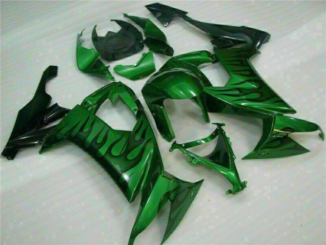 Kawasaki ZX10R 08-10 Motorrad Verkleidungen - Grüne Flamme Kaufen Kawasaki ZX10R 08-10 Motorrad Verkleidungen - Grüne Flamme Kaufen