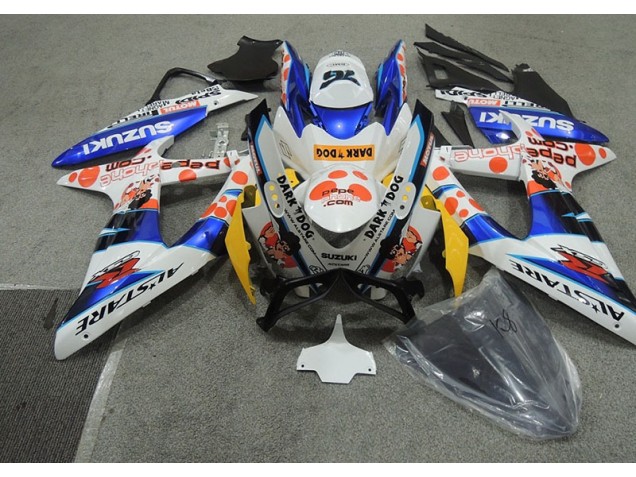 Suzuki GSXR 600 K8 08-10 Motorrad Verkleidungen - Weiß Blau Dunkel Hund Kaufen Suzuki GSXR 600 K8 08-10 Motorrad Verkleidungen - Weiß Blau Dunkel Hund Kaufen