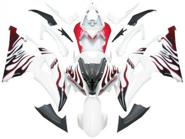 Yamaha R6 08-16 Motorrad Verkleidungen - Weiß Rot Flamme R6 Kaufen
