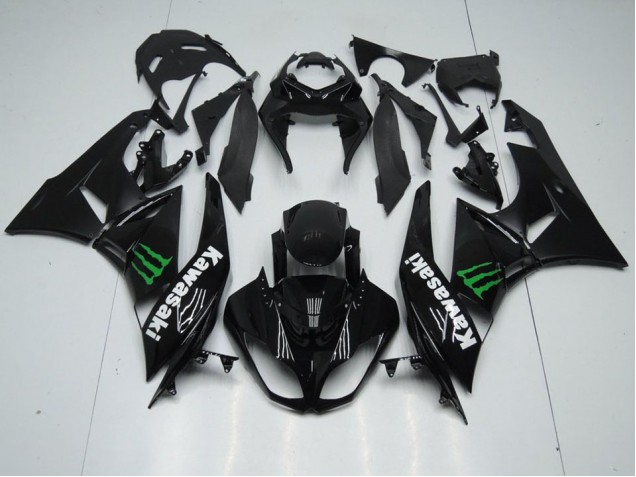 Kawasaki ZX6R 09-12 Motorrad Verkleidungen - Schwarz mit Monster Kaufen Kawasaki ZX6R 09-12 Motorrad Verkleidungen - Schwarz mit Monster Kaufen