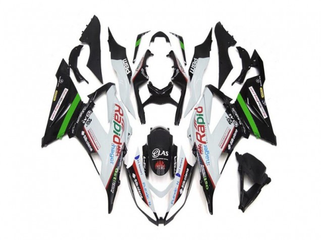 Kawasaki ZX6R 13-18 Motorrad Verkleidungen - Weiß Schwarz Kaufen Kawasaki ZX6R 13-18 Motorrad Verkleidungen - Weiß Schwarz Kaufen